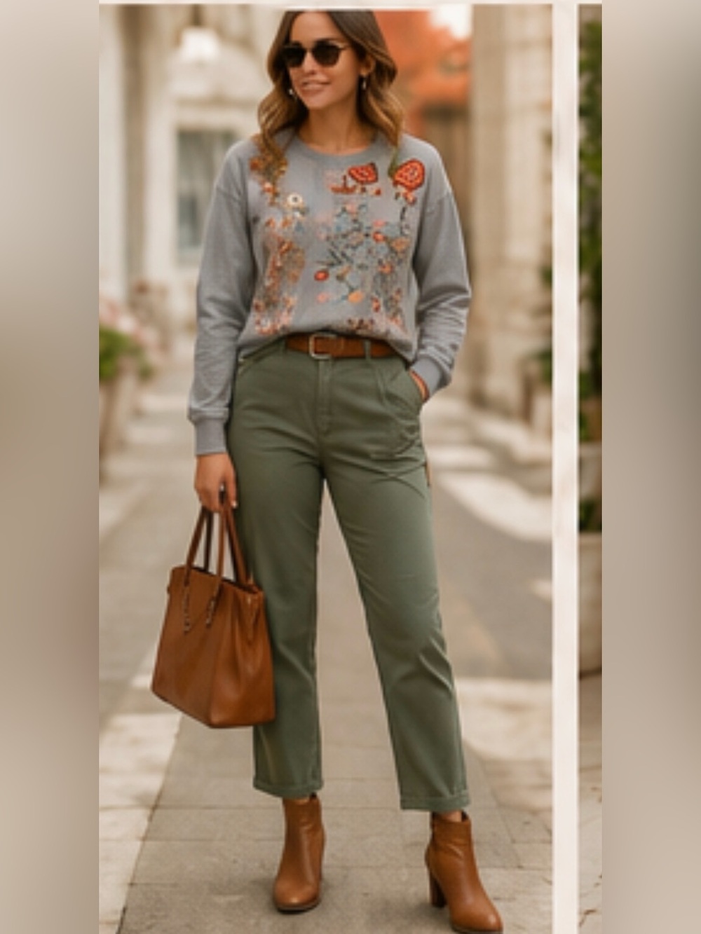 Anthropologie Maeve Floral Embroidered‎ Sweatshirt L